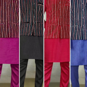 Men Kurta Pyjama with Velvet Coat