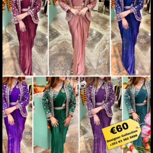 Ready-To-Wear Saree with Full Embroidery Blouse + Jacket & Belt
