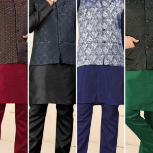 Kurta Pyjama with Jacquard Coat