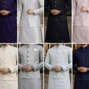 Premium Quality Men Kurta Pyjama with Jacquard Coat