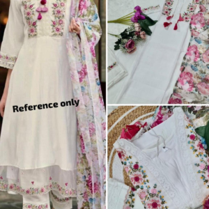 White Kurti set in Chandari with Sequin & Embroidery