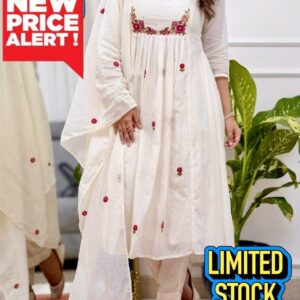 Beauty & Elegant White Cotton Kurti Set
