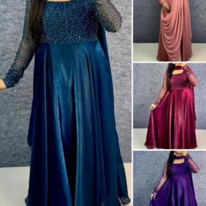 Anarkali Frock with Dupatta & Belt Premium Space Silk