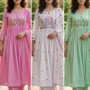 Pastel Mul Cotton Kurti Set