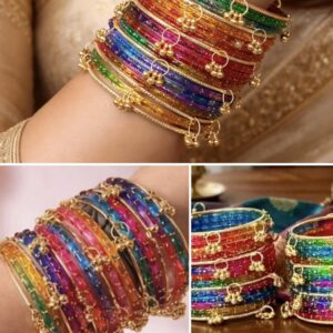 Multicoloured Raindrop Glass Bangles