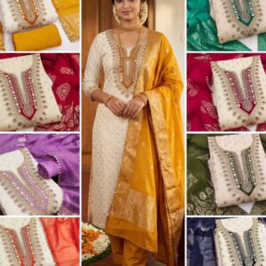 Onam 3pc Kurti Set in Simmer Silk Fabric